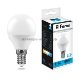 Лампа светодиодная LED-ШАР 9W LB-550 6400К E14 220V Feron