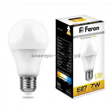 Лампа светодиодная LED-A 7W LB-91 2700K E27 220V Feron