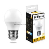 Лампа светодиодная LED-ШАР 9W LB-550 2700К E27 220V Feron