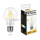 Лампа светодиодная LED-A 7W LB-57 2700К E27 220V филамент Feron