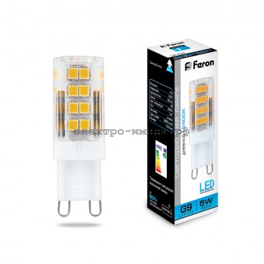 Лампа светодиодная LED-JCD LB-432 5W 6400K G9 220V Feron