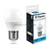Лампа светодиодная LED-ШАР 9W LB-550 6400К E27 220V Feron