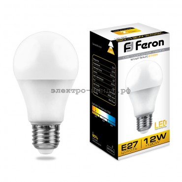Лампа светодиодная LED-A 12W LB-93 2700К E27 220V Feron