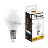 Лампа светодиодная LED-ШАР 7W LB-95 2700К E14 220V Feron