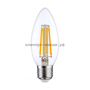Лампа светодиодная LED-СВЕЧА 7W LB-67 2700K E14 220V филамент Feron