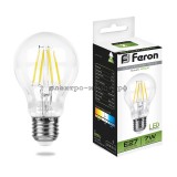 Лампа светодиодная LED-A 7W LB-57 4000К E27 220V филамент Feron