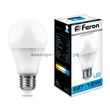 Лампа светодиодная LED-A 12W LB-93 6400К E27 220V Feron