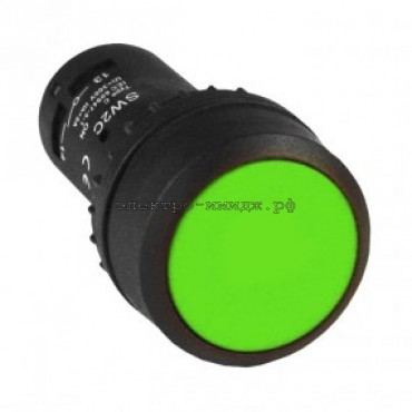 Кнопка SW2C-11 возвратная зеленая без подсветки IP54
