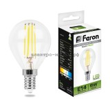 Лампа светодиодная LED-ШАР 5W LB-61 4000K E14 220V филамент Feron